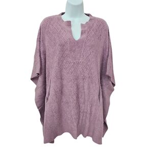 NWT Barefoot Dreams Womens Pink Sweater Poncho Size Medium Cozy Oversized